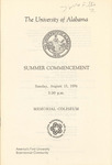 1976 Commencement Program, Summer by University of Alabama - Tuscaloosa